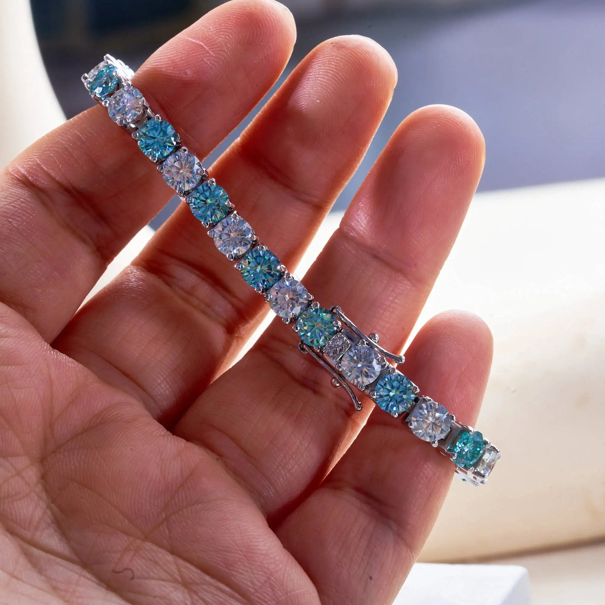 The Emily Sapphire Light Tennis Bracelet-unisex